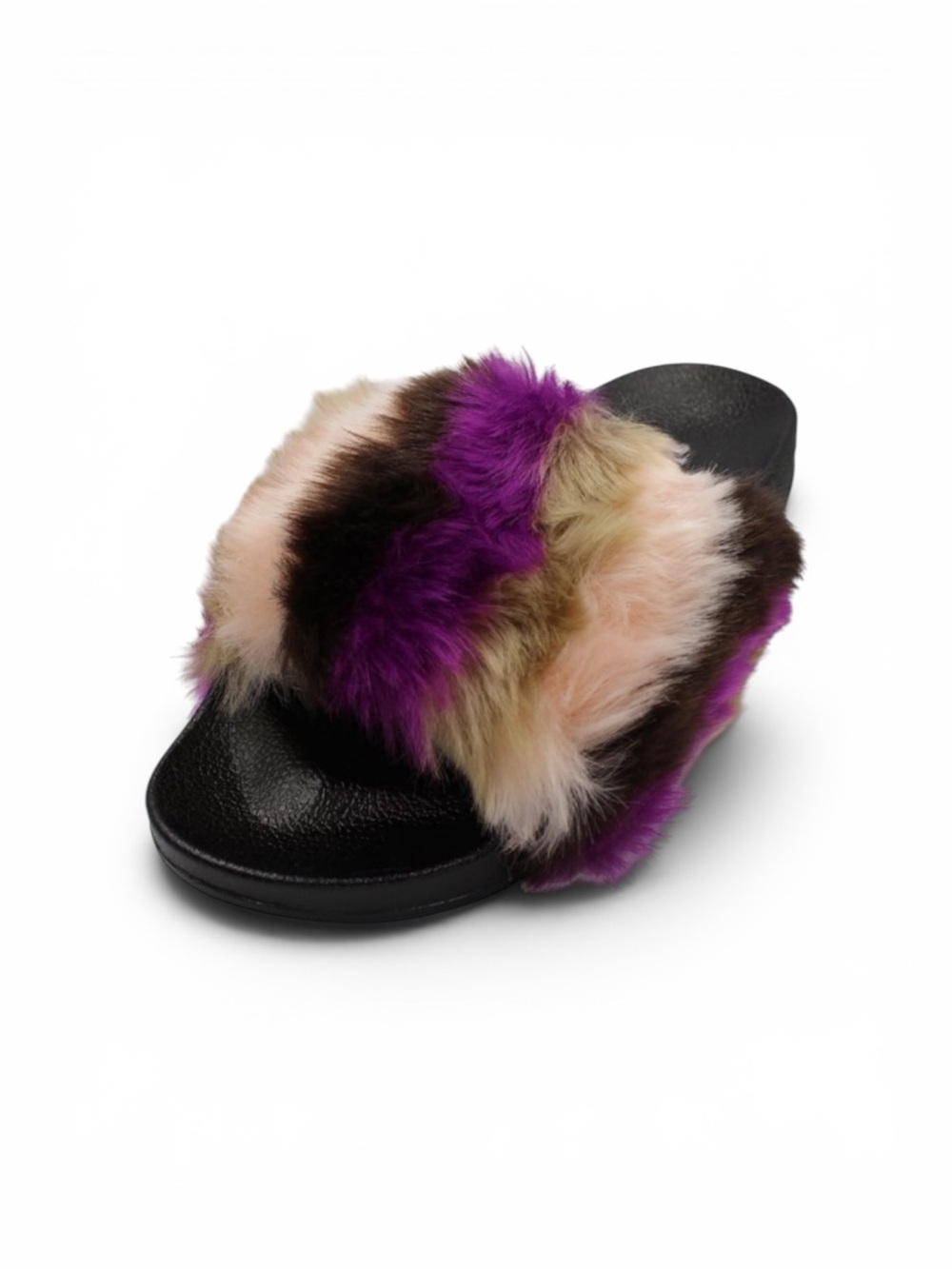 H2K Faux Fur Slide Sandals - Multicolor/Purple/Pink/Cream/Brown - Picture 4 of 9